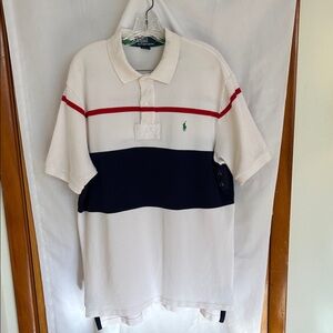 XL Polo by Ralph Lauren Color Block Polo in White, Red, and Navy